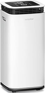 Waykar 5,000 Sq. Ft Home Dehumidifier with Drain Hose for Basements, Large & Medium Sized Rooms, and Bathrooms with Intelligent Touch Control and 4 Air Outlets, 24 Hr Timer, and 1.19 Gallon Water Tank
