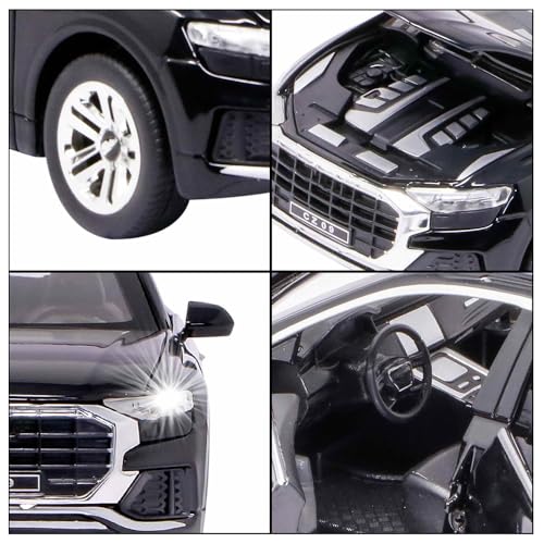 Image of Diecast 1 /24 Big Q8 Toy Car Metal Pull Back Car with Openable Door and Light Sound Gifts Toys for Kids