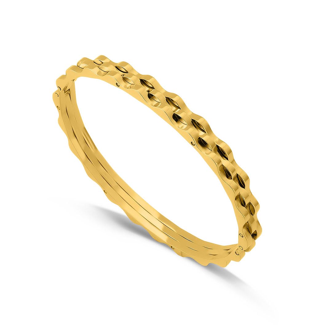 Embossed Gold Bangle Bracelet for Women - Gift for Girls & Women | Waterproof & Anti-Tarnish Bangle Bracelet-image-21