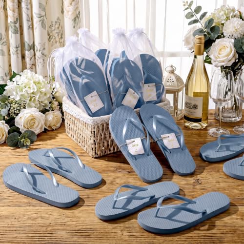 Image of Unittype Flip Flops Bulk for Wedding Guest Slippers Wedding Flip Flops with Cards Bags for Pool Beach Party