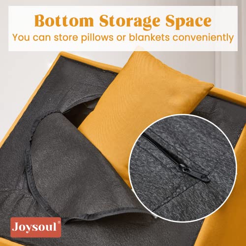 Joysoul Comfy Accent Chair,Living Room Reading Arm Chair Upholstered,Linen Fabric Single Sofa Chair For Bedroom Living Room,Recliner Armchair With Pillow,Bottom Storage,Adjustable Feet,Orange #TOP2