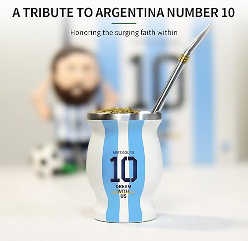 Miniatura 2 de Argentina Captain No.10 Yerba Mate Gourd, vaso térmico de acero inoxidable de doble pared para mantener calientecafé helado, yerba mate, agua, té y