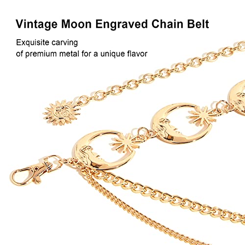 Vintage Chain Belt Women Sun Moon Carved Layered Punk Metal Belt Adjustable Body Chain Waist Chain For Dress Jeans3