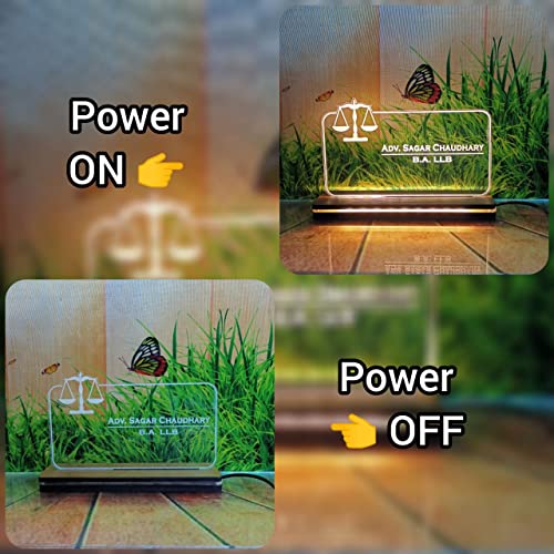 Image of Acrylic Laser Engraved Table Sign Stand, Laser Engraved Acrylic Sign Or Name Plate Signage For Doctor, Teacher, Advocate, Medical, Proprotor Office Or Promotion Gift(6 X 8 Inch) Warm White