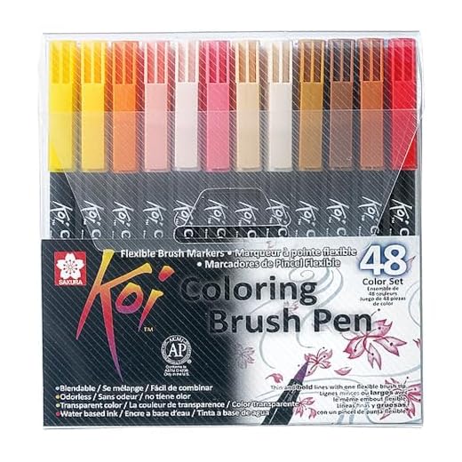 Sakura KOI Coloring Brush Set 48 - Pack de 48 rotuladores, Punta pincel