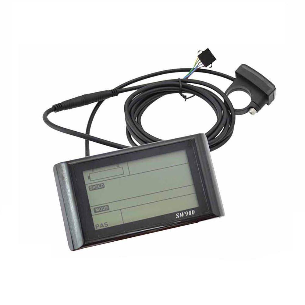 Posheliox SW900 LCD Display for E-Bike and Electric Scooter, 24V-60V Control Panel with 5 Pin SM Connector, UART Protocol Screen, Black ABS Handlebar Mount Dashboard