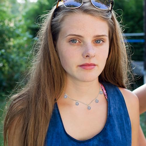 SmileBelle Evil Eye Necklace Silver, Protection Necklace for Women Silver Charm Choker Handmade Evil Eye Turkish Jewelry with Third Nazar Ojo Turco as Silver Jewelry Beach Accessories2