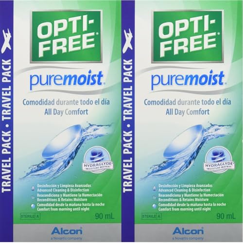Alcon Opti-free Puremoist Solución de Limpieza y Remojo, Una botella (1 x 90 ml) (Paquete de 2)
