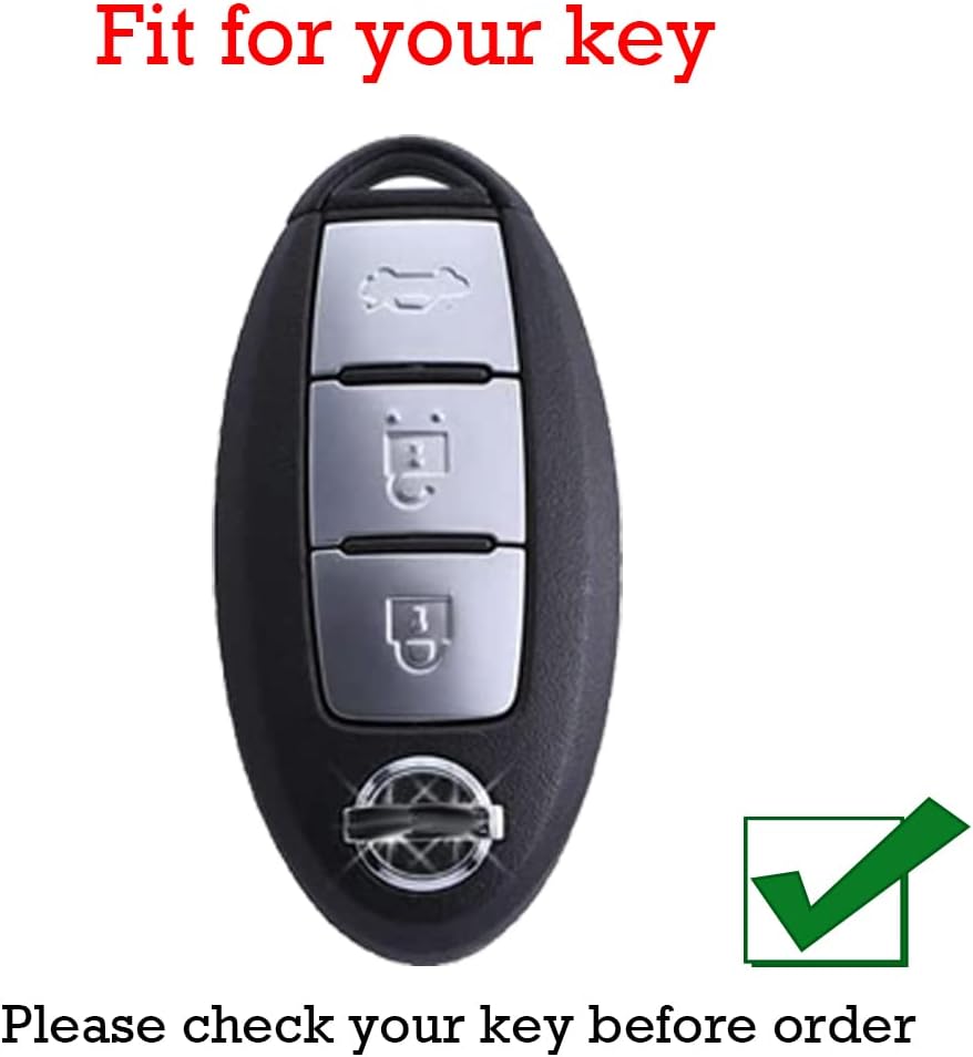 KUNIO Car Key Fob Cover Case Fit for Nissan Altima Rogue Pathfinder Leaf Note Maxima Infiniti FX35 QX60 Key Protective Cover Keychain TPU Key Holder 3 Buttons B White