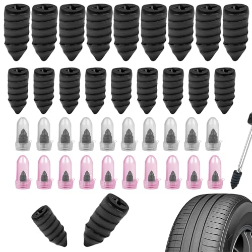 Naseom 20 Piezas Clavo de Reparación de Neumáticos, Kit de Reparación de Neumáticos para Coche, Moto Y Vehículos Sin Cámara de Aire (10S + 10L)