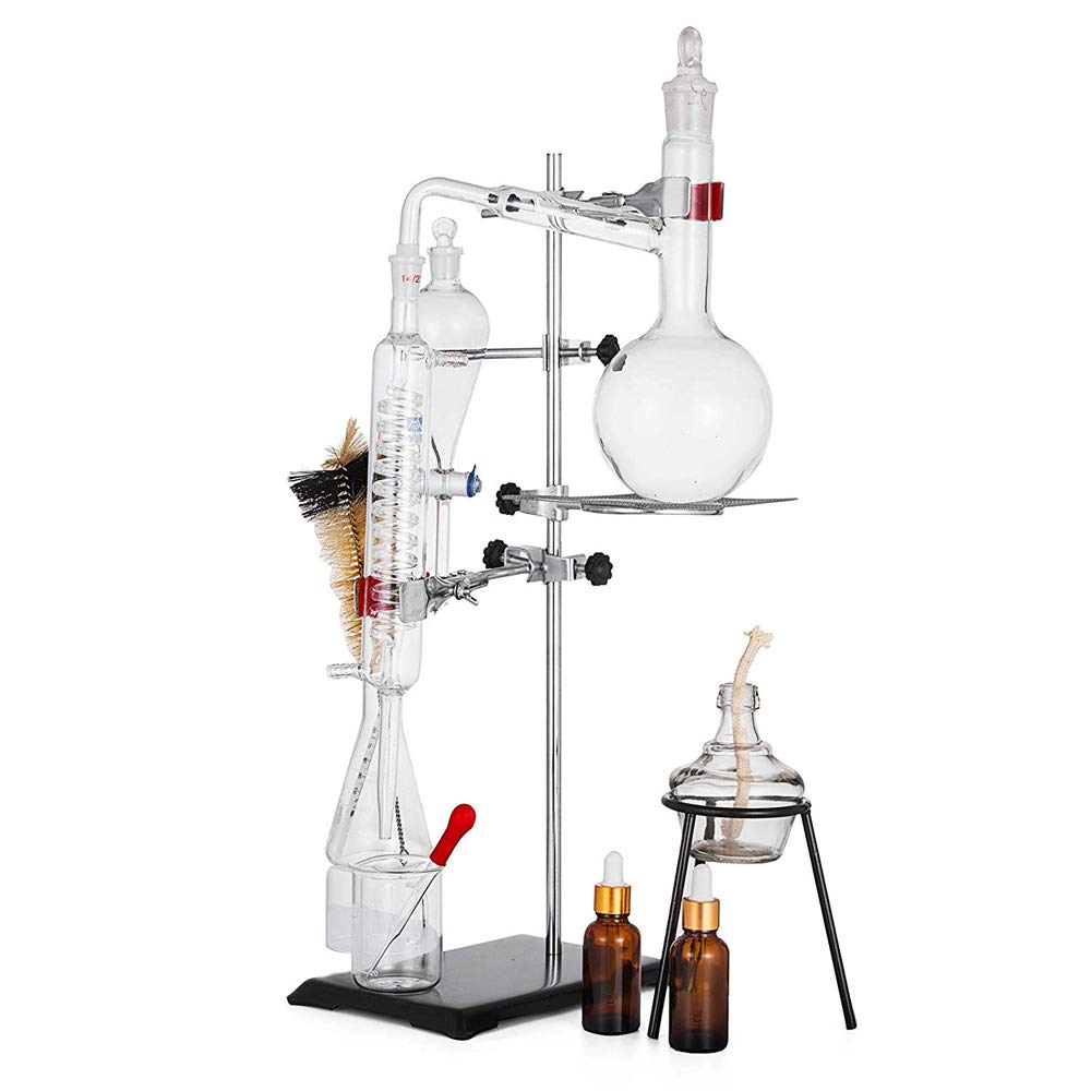 Chemie Labor Glaswaren Kit 500ml Ätherisches Öl Destillationsgerät lab Glas Kit Wissenschaftliches Experiment Gerät 15pcs Set