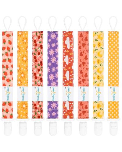 babygoal Pacifier Clips, 8 Pack Binky Paci Holder Clips Fits for Most Baby Pacifiers and Binkies
