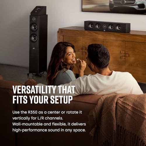 Image of Polk Audio Reserve Series R350 Slim Center Channel Loudspeaker, Doubles as L /R Surround Speaker, 1 inch Pinnacle Tweeter & Four 4 inch Turbine Woofers, Dolby Atmos & IMAX Enhanced, Home Stereo Speakers, Black