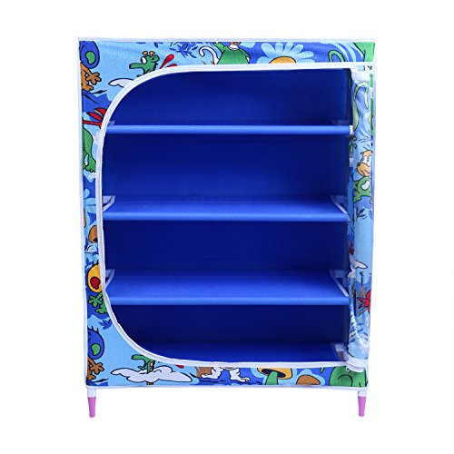 Image of Little One's | 4 Shelves Baby Foldable Wardrobe | Jungle Blue (Made in India)