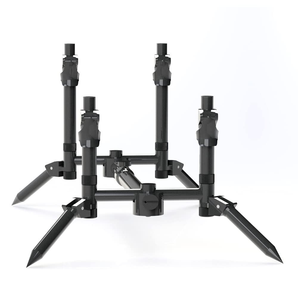 Sonik Xtractor Rod Pod 2 oder 3 Ruten inkl. Transporttasche - Rutenauflage für Karpfenangeler in Schwarz - Kompaktes Aluminium Pod zum Angeln auf Karpfen (2er)