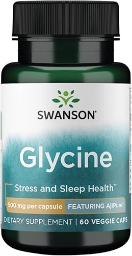 Swanson Aminoácido Ajipure Glicina Grado Farmacéutico 500 Miligramos 60 Cápsulas Vegetales