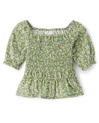The Children's Place Girls' Long Sleeve Smocked Peplum Top
