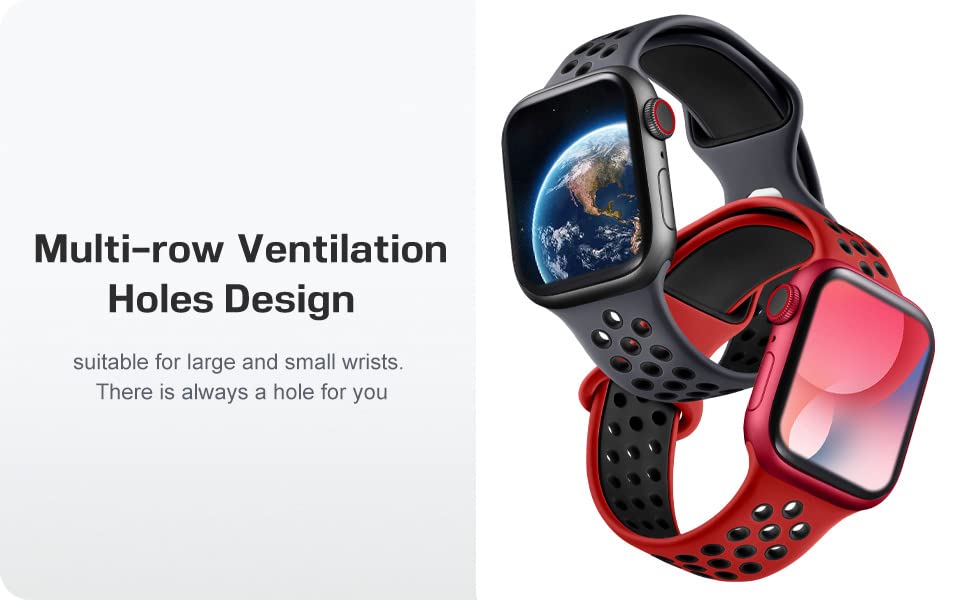 Image of RGY [3 pack] Compatible with Apple Watch Straps 45mm 44mm 42mm SE iWatch Series 7 6 5 4 3 2 1 for Women Men, Breathable Sport Silicone Replacement Band - Black /grey - Black /White - Grey /White
