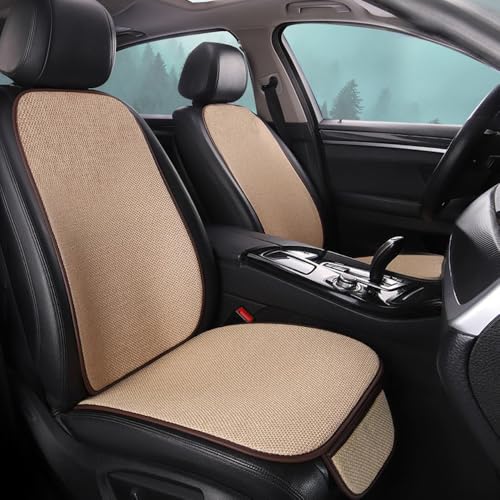 ダイハツ ムーヴキャンバス に適用 シートカバー 軽自動車 普通車 メッシュ シート保護 3D立体 麻 滑り止め 通気 圧迫感軽減 オールシーズン対応 フリーサイズ 簡単取付 ベージュ 前席-運転席&助手席 4P ZDB3-RS-06