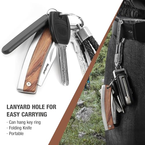 DURATECH zakmes met houten greep, 170 mm zakmes, camping- en outdoormes van roestvrij staal - Afbeelding 6