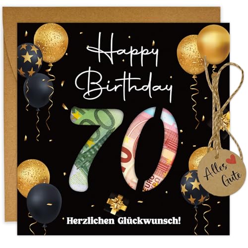 JOYEASE Geschenk zum 70 Geburtstag Mann Frau Lustige Geldgeschenk 70. Geburtstag Ideen Geburtstagskarte 70 mit Umschlägen