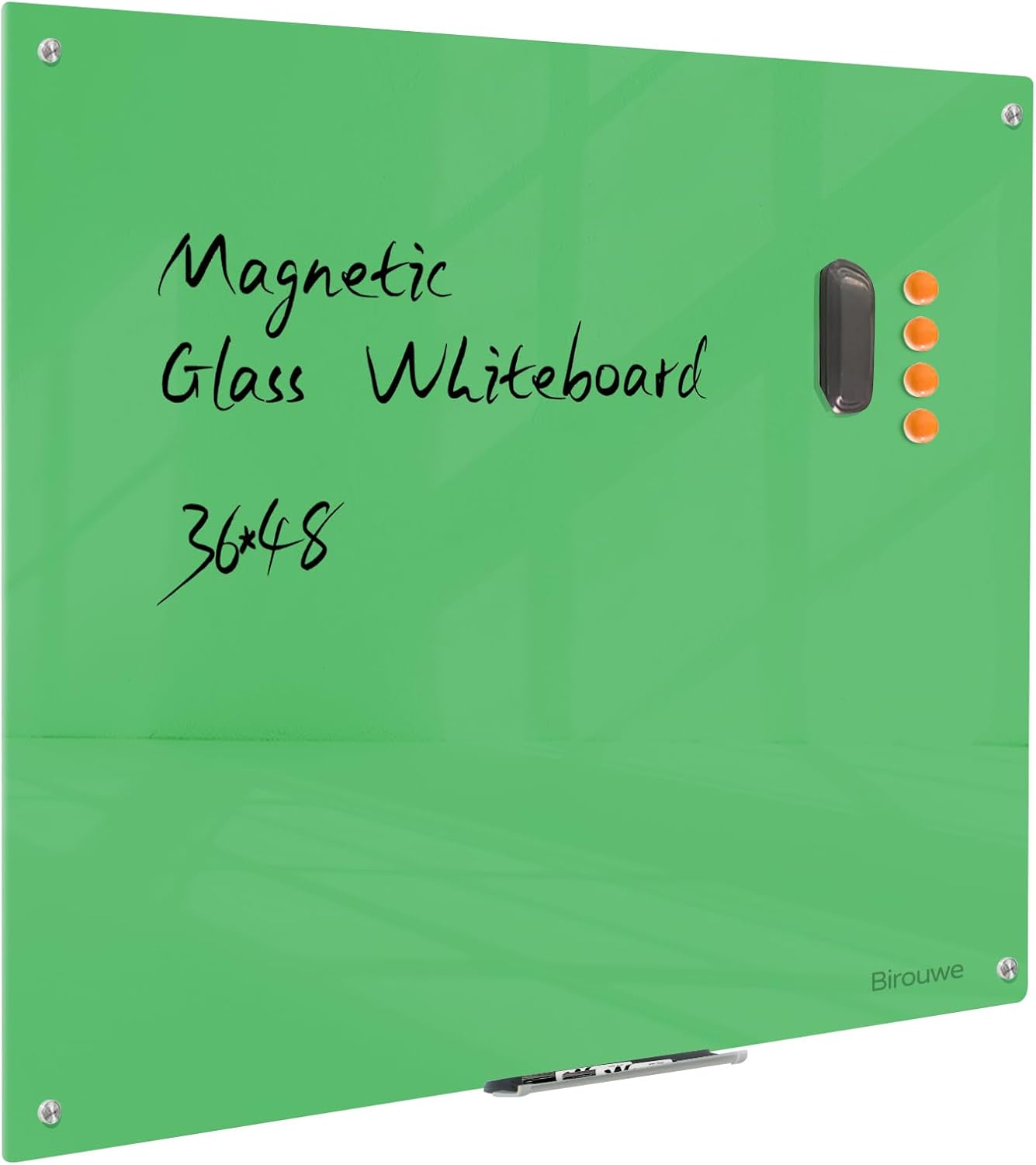Magnetic Glass Dry Erase Board - White Board 48 x 36 Inch Wall Mounted Glass Whiteboard, Large Frameless Glass White Board for Wall Office, Home & School, Green Green 48*36