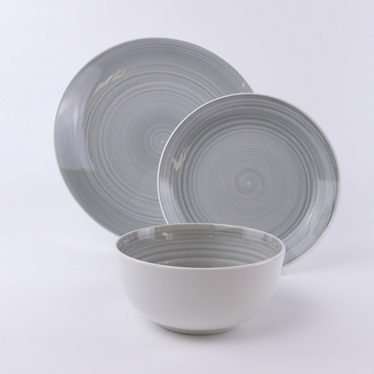 Pan Home Artisan 12-Piece Porcelain Dinner Set - Grey