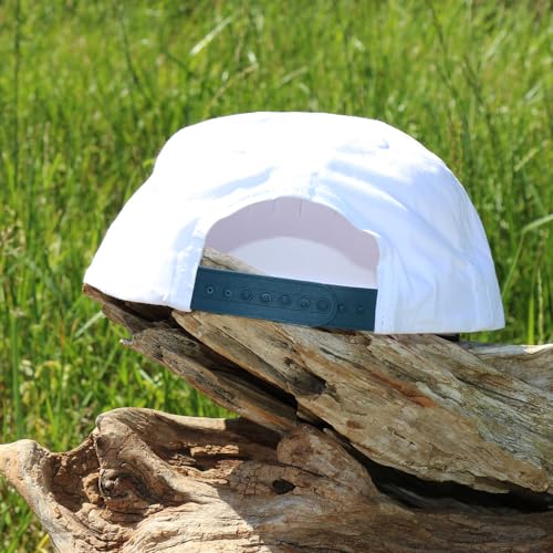 Image of WHISKEY BENT HAT CO. Yellow Rose Adjustable Snapback Hat UPF 50+, Water Resistant (White /Navy)