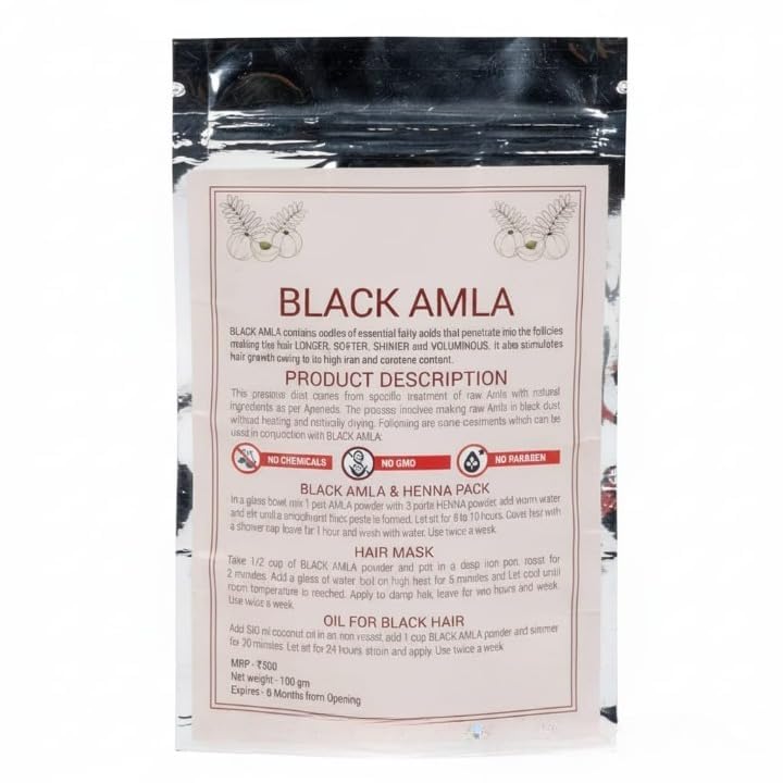 Organic Black Amla Powder For Hair 100 Grams