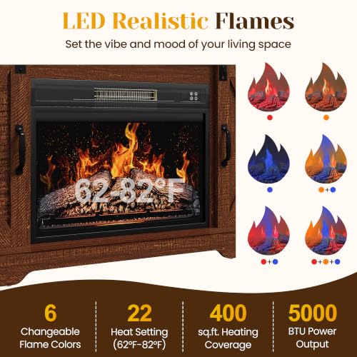 Image of RoyalCraft Farmhouse Fireplace TV Stand for 65+ Inch TV