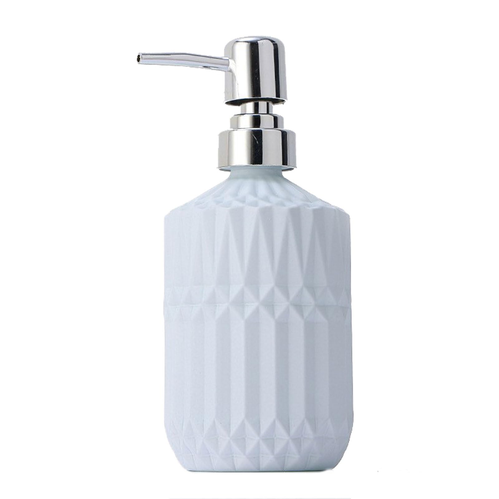 Kxaoxgrc Wei Glass Soap Lotion Dispenser Set, Glass Soap Dispenser 450Ml Push Type Multicolor For Dishwashing Liquid Lotion Shower Gel(,Silver)
