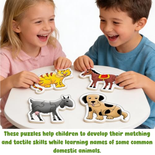 Image of Creative's Early Puzzles - Domestic Animals Puzzle | Educational Game | Fun to Learn Game | Knowledge of Domestic Animals (Dog, Cat, Horse & Goat) for 3 & Up Kids