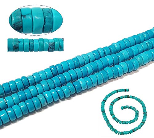 Perlin Turquoise Gemstone Beads Semi-Precious Stone Set Jewellery Beads Rondella Blue Colour Loose Beads 4 x 2 mm 50 Pieces