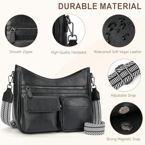Image of Crossbody Bags for Women Trendy Vegan Leather Crossbody Purse Shoulder Handbags Multiple Pockets Hobo Bag Ladies