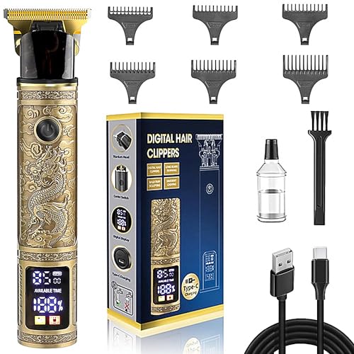 DR DRACLISS Hair Clippers for Men,Cordless Zero Gapped T-Blade Hair Trimmer for Men, Three Speed Variable with LCD Display Beard Trimmer,Liners Edgers Hair Clippers (red)