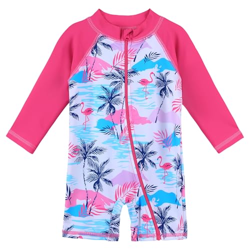 Image of HUAANIUE Toddler Girl Swimsuit Long Sleeve UPF50+ Sun Protection
