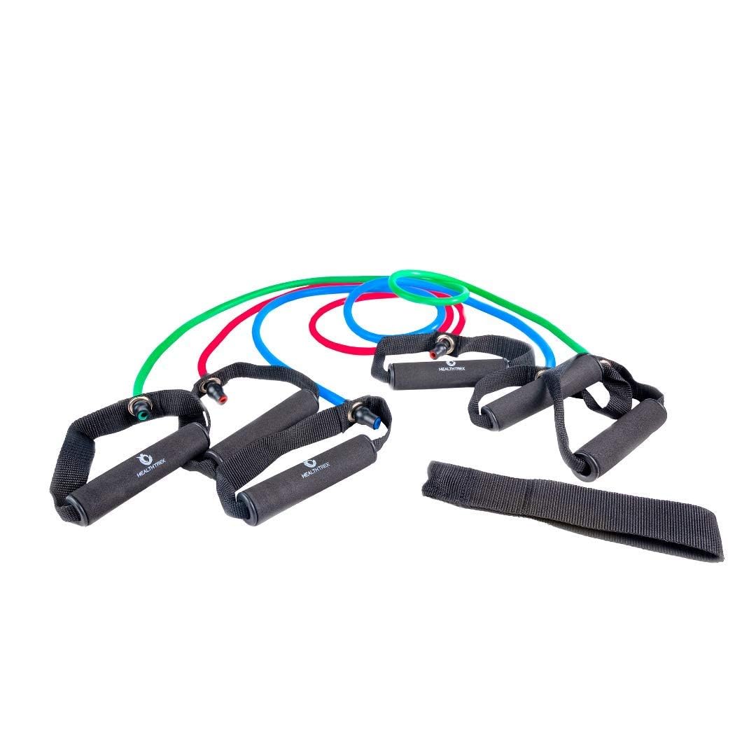Healthtrek Resistance Tube Set of 3 with Foam Handles, Door Anchor for Training, Gym Workouts, Home Workout, Physical Therapy, Pilates Training for Men and Women, Exercise Guide Included (B0CDRS4HM6) Amazon Price History, Amazon Price Tracker