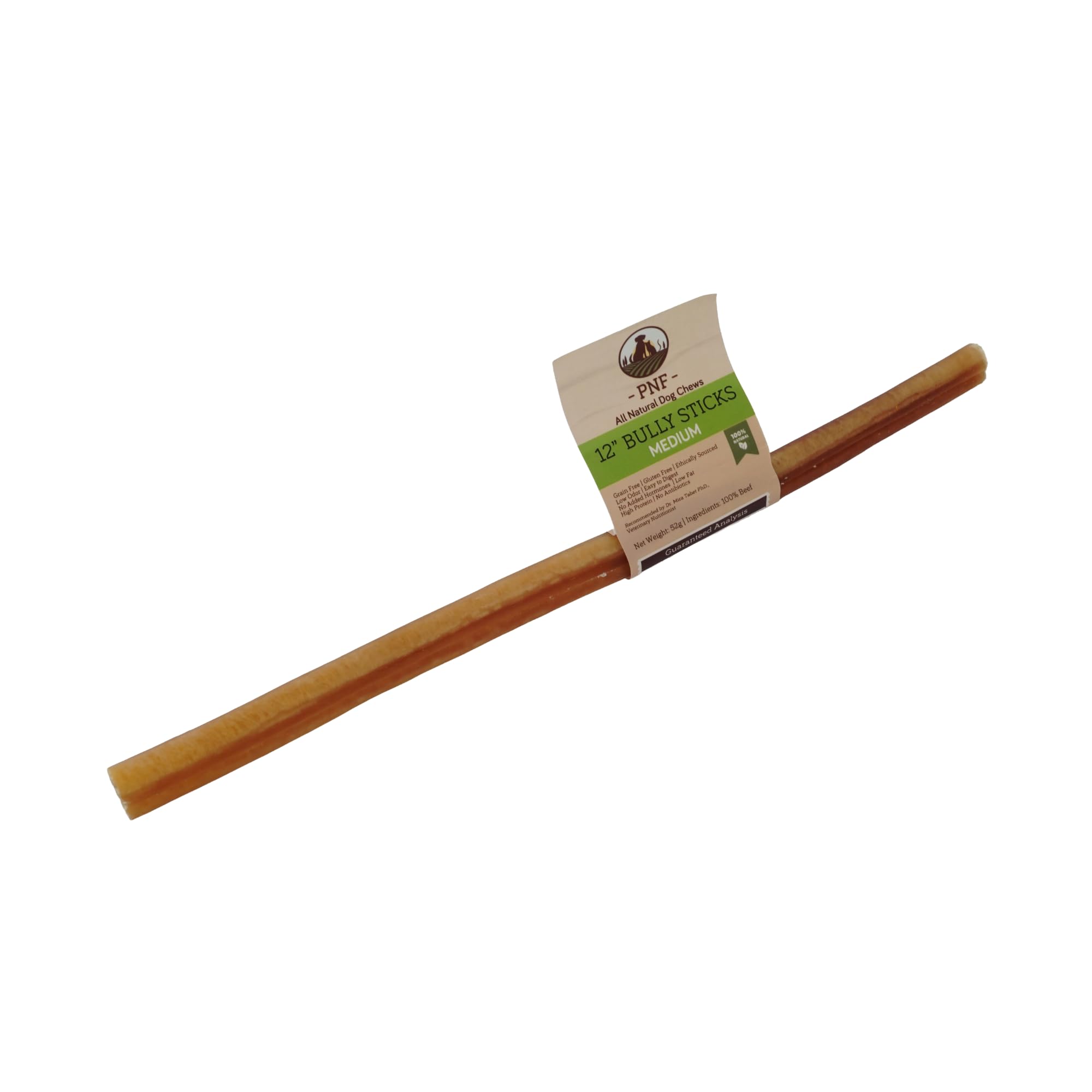 12" Bully Stick (Medium) - 1 piece - Long-Lasting Dog Chew - Made from Antibiotic-free, hormones-free Beef - Ideal for Medium and Larger Breeds