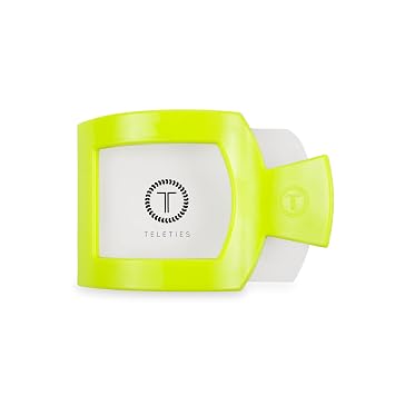 TELETIES - Large Flat Square Clip - Ideal for Thick Hair - For Lying Down, Yoga, Driving & More - Strong Grip, Bendable Teeth, Comfortable Curved Design - For All Hair Textures - Summer Brights