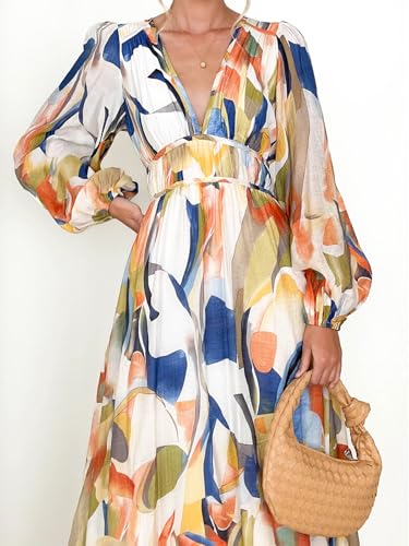 Image of Sissyaki Womens Long Sleeve Summer Maxi Dress 2026 Floral Dress Spring Wedding Guest Dress