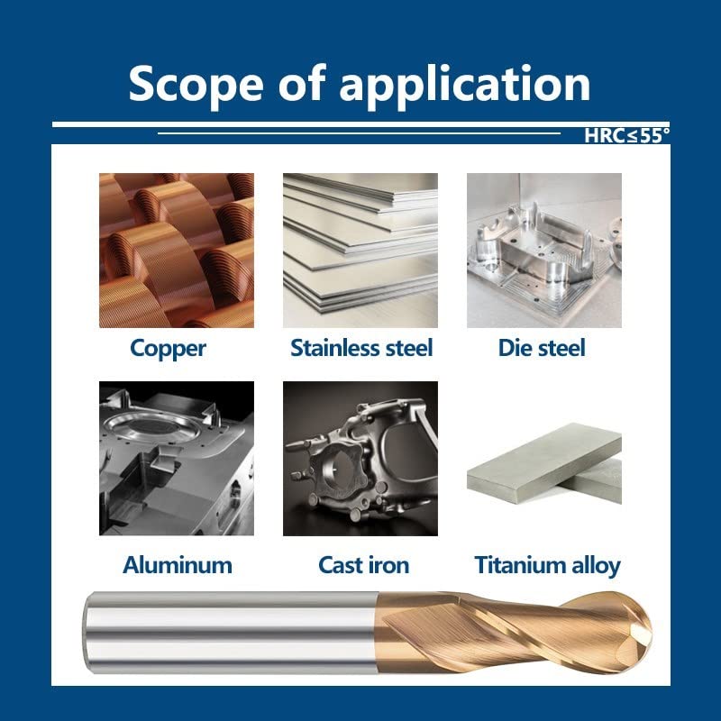 XCAN 2枚刃ボールノーズエンドミル R0.5-R8.0 超硬フライスカッター TiCNコーティング ラジアスルータービット
