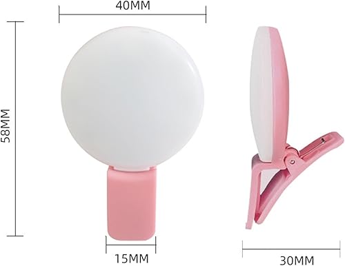 Miniatura 7 de GIFZES Luz LED para selfie para teléfono, anillo de luz para selfie con clip, 3 niveles de luz ajustable, iluminación flash USB recargable para