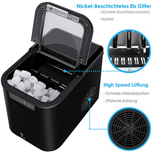 KESSER® Eiswürfelbereiter | Eiswürfelmaschine Edelstahl | Ice Maker | 12 in 24h | Zubereitung in 7 min | 2,2 Liter Wassertank | 2 Eiswürfel-Größen | LED-Display | Selbstreinigungsfunktion mit Zubehör – Bild 6