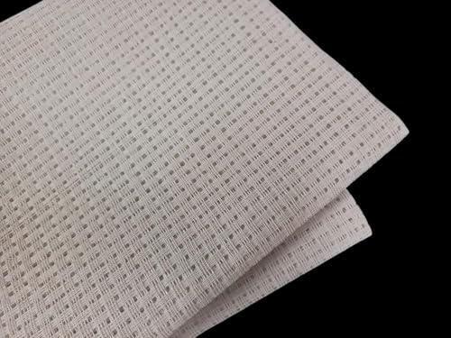 Image of M Fabrics 4 Count Aida Fabric Off White | 5 Meters 36 Inch Width | Cross Stitch Embroidery Cloth Canvas for Needlework Sewing DIY Craft Matty Fabric - 5 Meters
