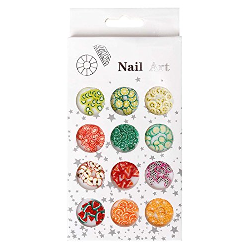 BMC 12 Pot Fruit and Veggie Variety 3D Nail Polish Art Fimo Studs - Garden Party