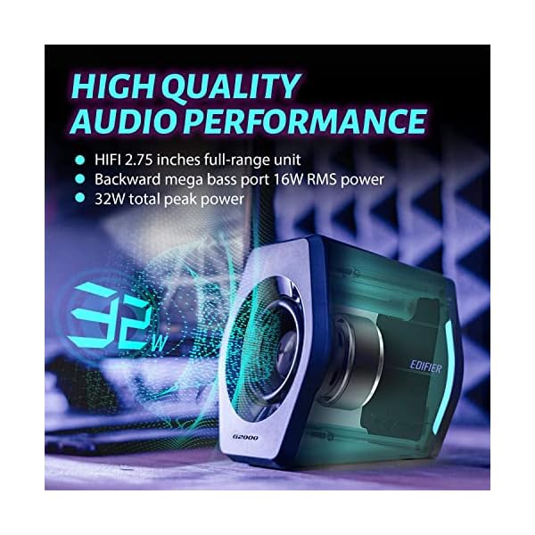 Edifier G2000 Multimedia Bluetooth Speakers for PC, Desktop Computer, Gaming, Laptop, Mac, Bass Multimedia Speakers USB with subwoofer, RGB Lights, 3.5mm AUX inputs,Black - Image 3