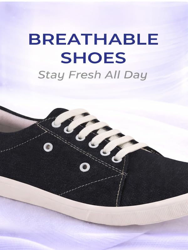 Image of FAUSTO Men Casual Classic Canvas /Fabric Sneaker Shoe | Lightweight Comfort Insole | Everyday 6-Eye Lace Up Shoes with Anti Skid TPR Sole