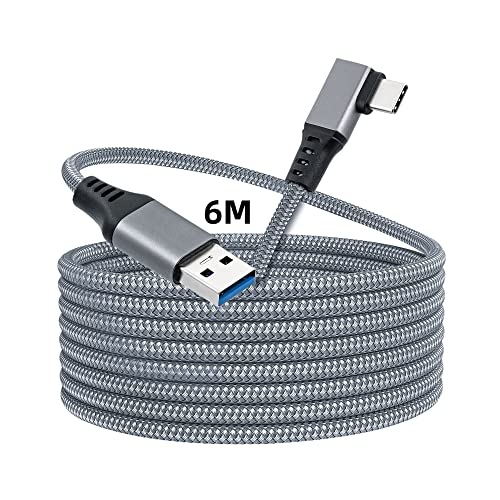 Mcbazel USB-A auf USB-C Kabel 6 m, 90° Typ-C, USB 3.0, 5 Gbps, 3 A – für Meta Quest/Quest 2/Quest 3