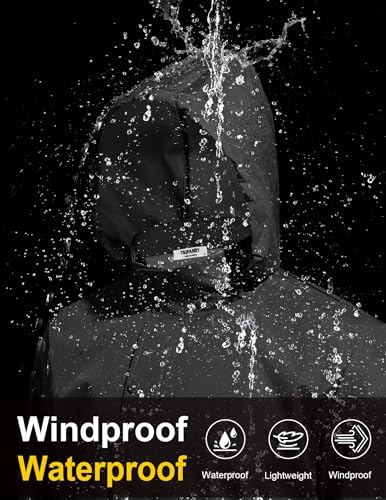 COOFANDY Men's Rain Jacket Waterproof Packable Raincoat Lightweight Rain Shell Hood Travel Golf Hiking Cycling Zip Pockets2