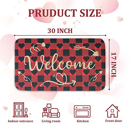 Flippana Valentines Door Mat Welcome Doormat Love Heart Non-Slip Washable Decorative Wedding Valentines Day Holiday Doormat Entrance Rug For Indoor Outdoor Home Decoration 17 X 30 Inch #TOP5
